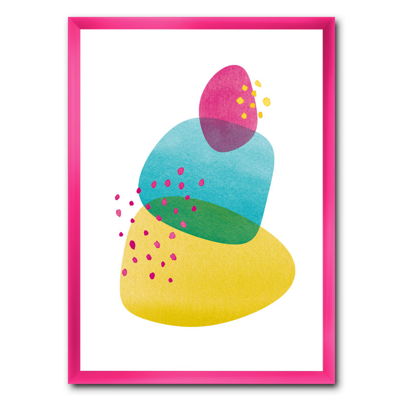 «Minimal Spots Balance I», reproduction d'art sur toile, H 20 po x l 12 po x P 1po, Encadré rose