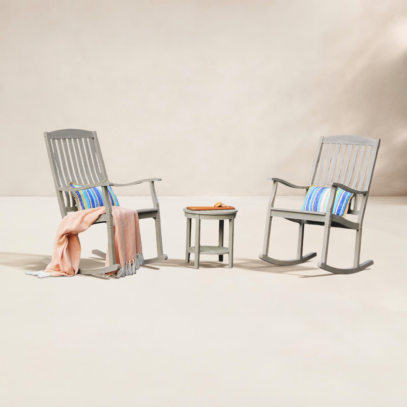 Sawyer 2-Person Teak Outdoor Seating Group, Gris patiné