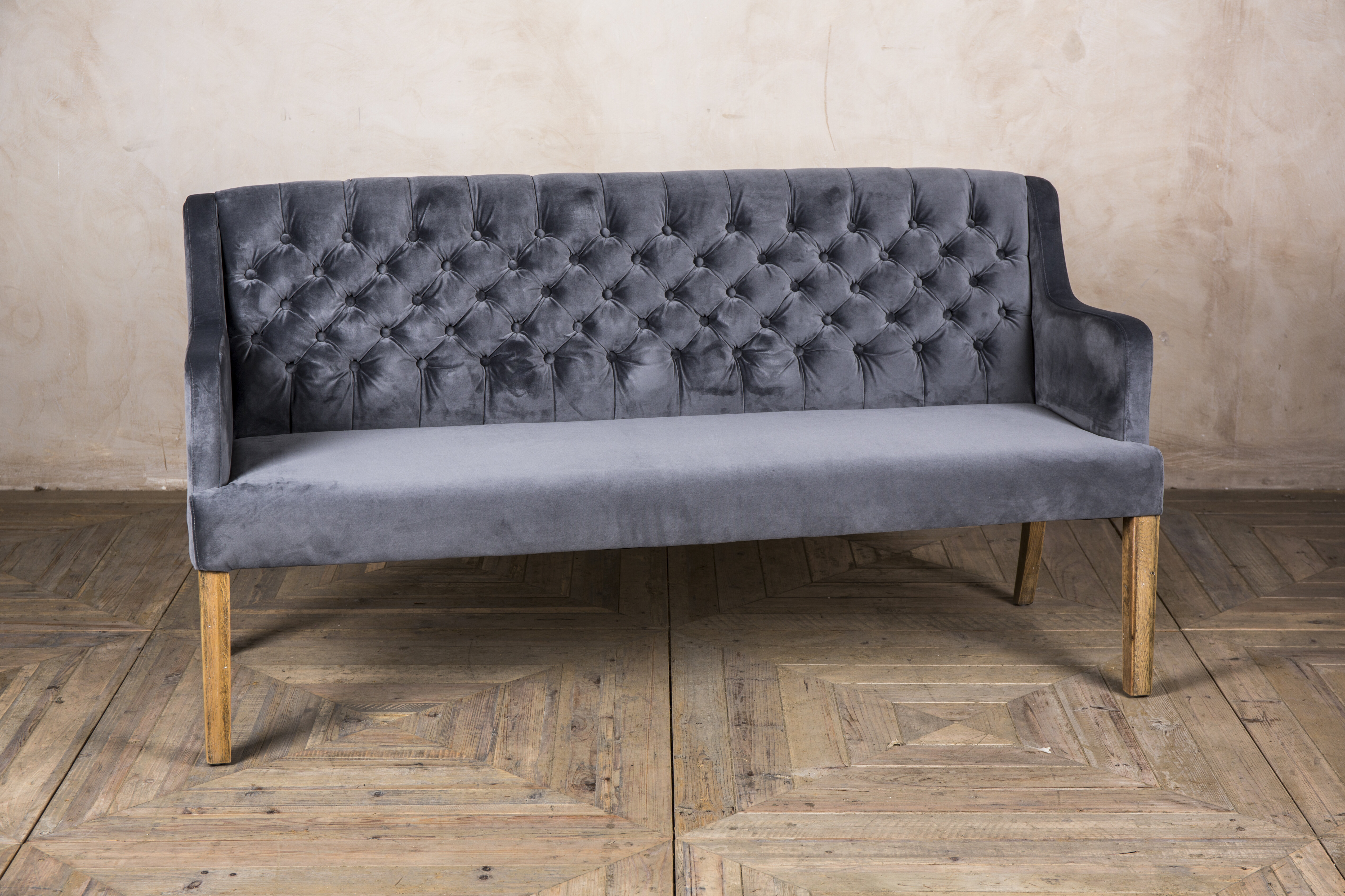 Distressed velvet deals sofa