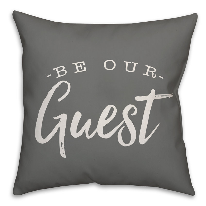 Textual Outdoor Throw Pillow, Gray/White, 16" H x 16" W