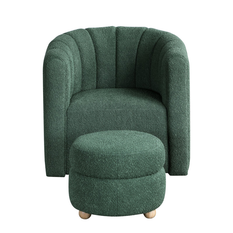 Chaise rembourrée en tissu avec base pivotante en métal Boucle, Vert