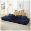 Canapé d'angle en fausse fourrure bleu foncé, canapé modulaire surdimensionné 4 places avec capitonnage pour salon et appartement