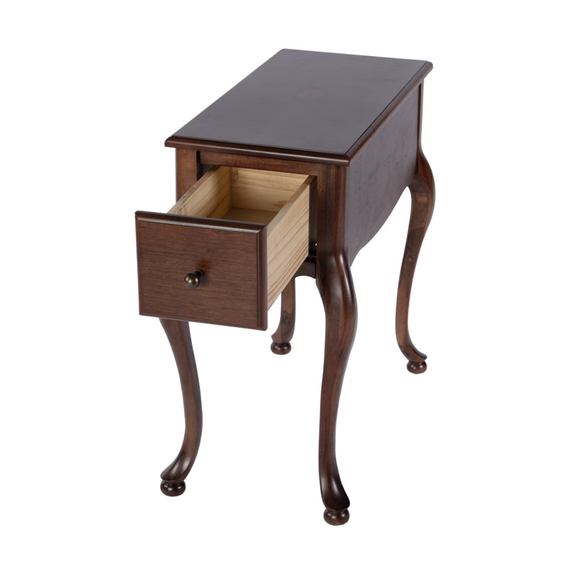 Table de bout rectangulaire à 1 tiroir en bois l 11 po Skylar, Marron foncé