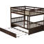 Lit superposé double au-dessus de double avec lit gigogne, échelle, garde-corps, convertible en 2 lits doubles, fabrication en bois d'hévéa, espresso