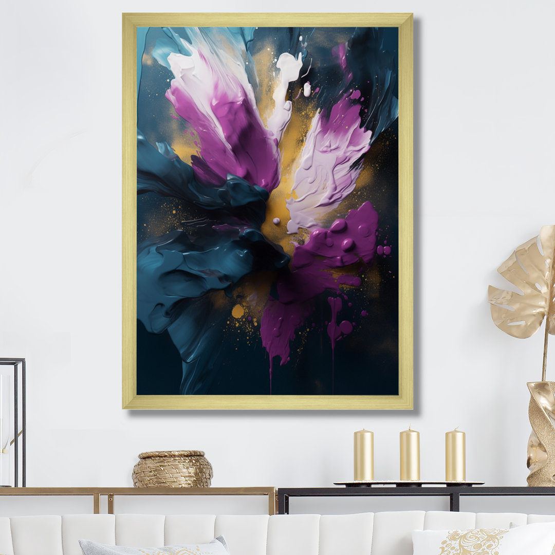 Purple And Blue Realities On Canvas I - Abstract Painting Framed Art Ivy Bronx