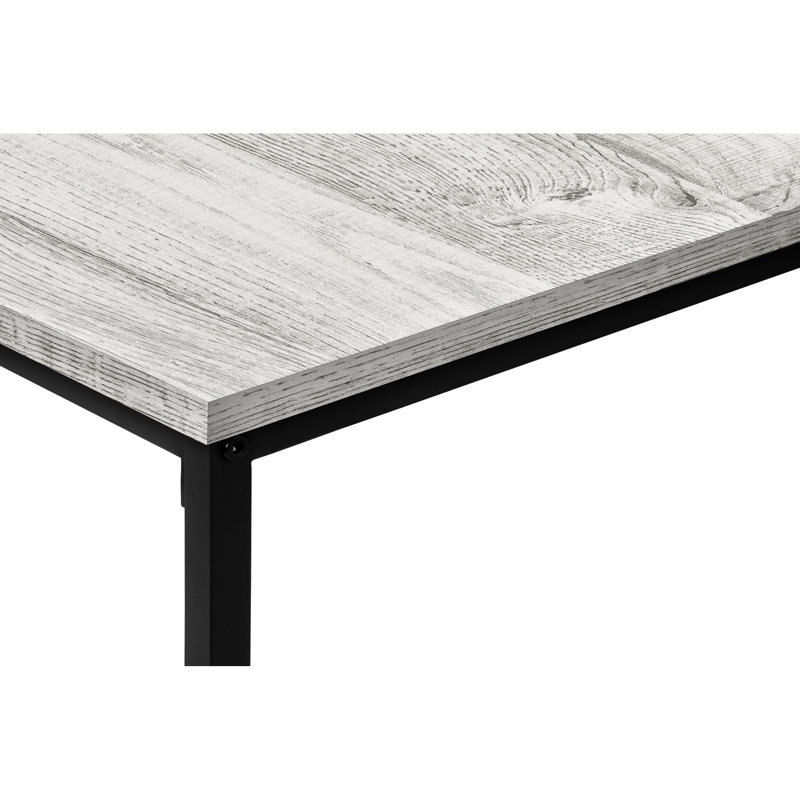 Moderne 3 tables basses, 2 tables basses et 2 tables de bout, dessus en stratifié gris, structure en métal noir avec détails