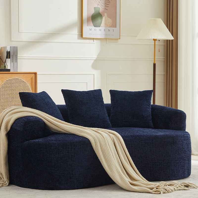 Petit matelas incurvé en chenille bleue, 3 coussins, sans installation, mousse à mémoire de forme pour une détente optimale toute la journée, motif animalier