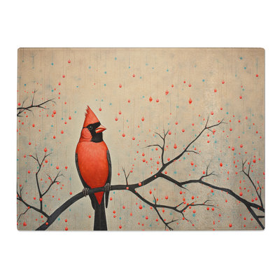 Cardinal Bird Minimalism No.2  Glass Chopping Board