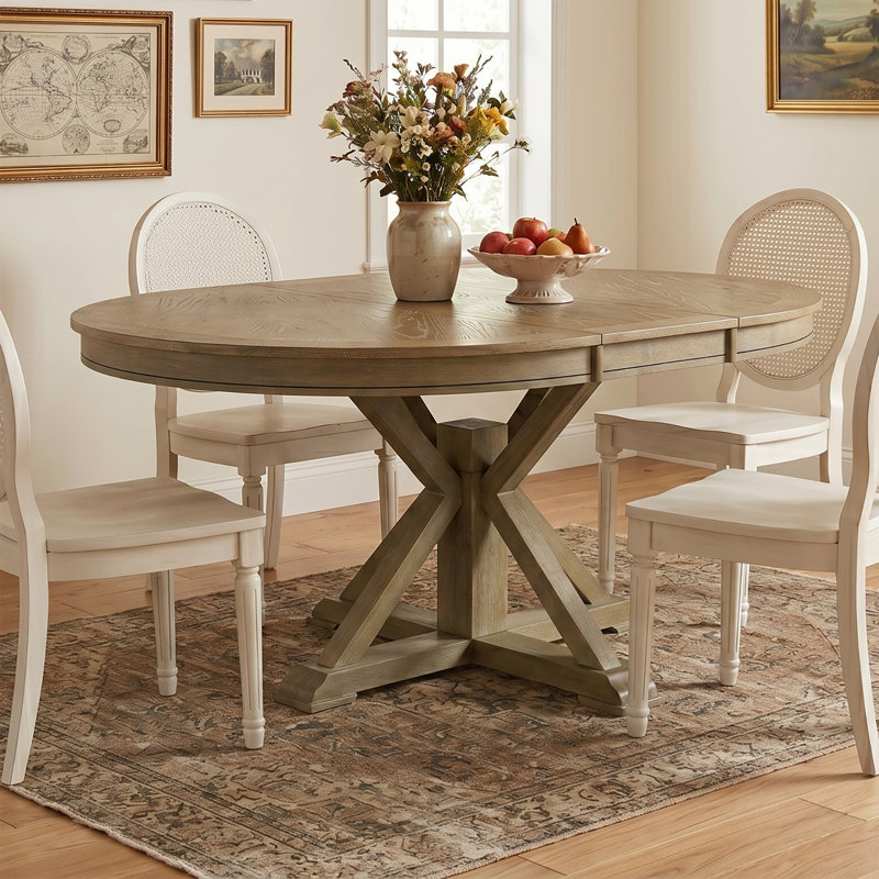Babacer 54.01 L x 42.01 W Dining Table with Removable Leaf and Wooden Base For Kitchen and Dining Room, Dining Area