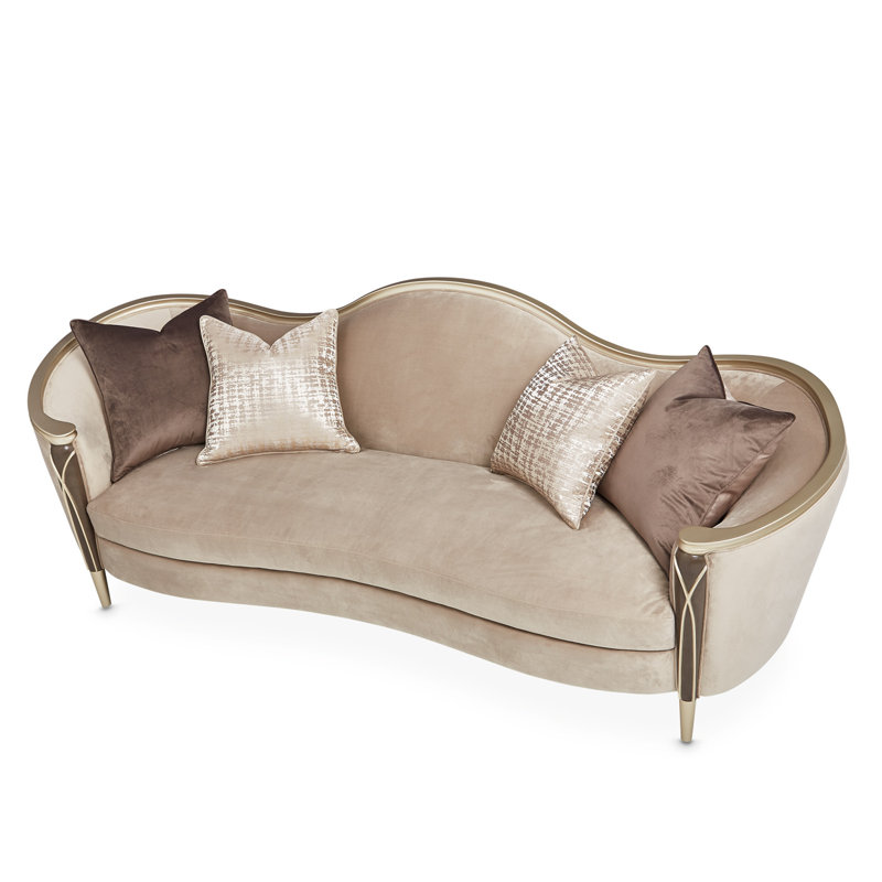 Villa Cherie 101'' Recessed Arm Sofa, Porcini Velvet