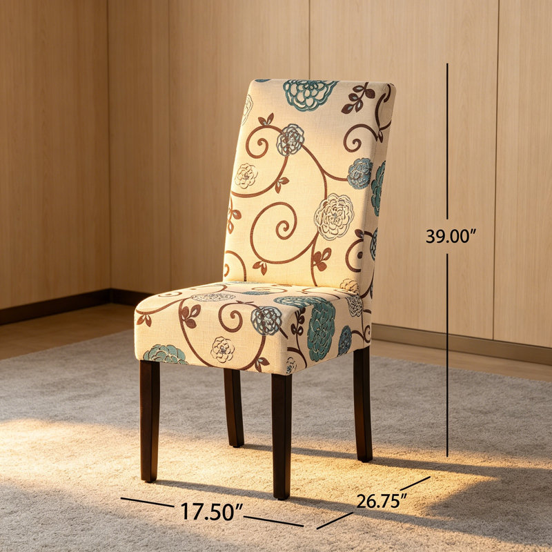Ensemble de 2 chaises de salle à manger, tissu beige, coussins moelleux, bois d'hévéa noir