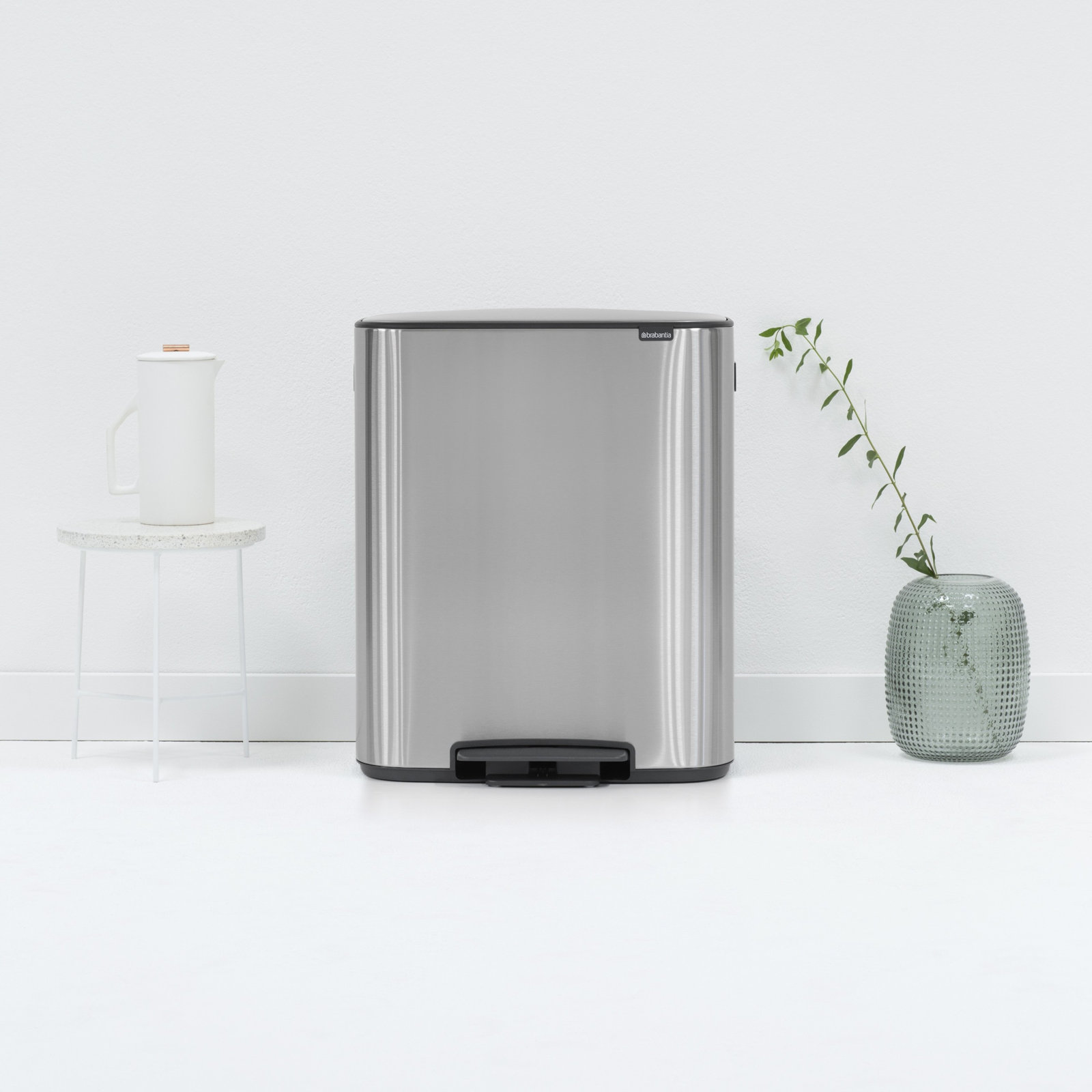 Brabantia Bo 16gal Step-On Trash Can, Matte Steel Fingerprint Proof
