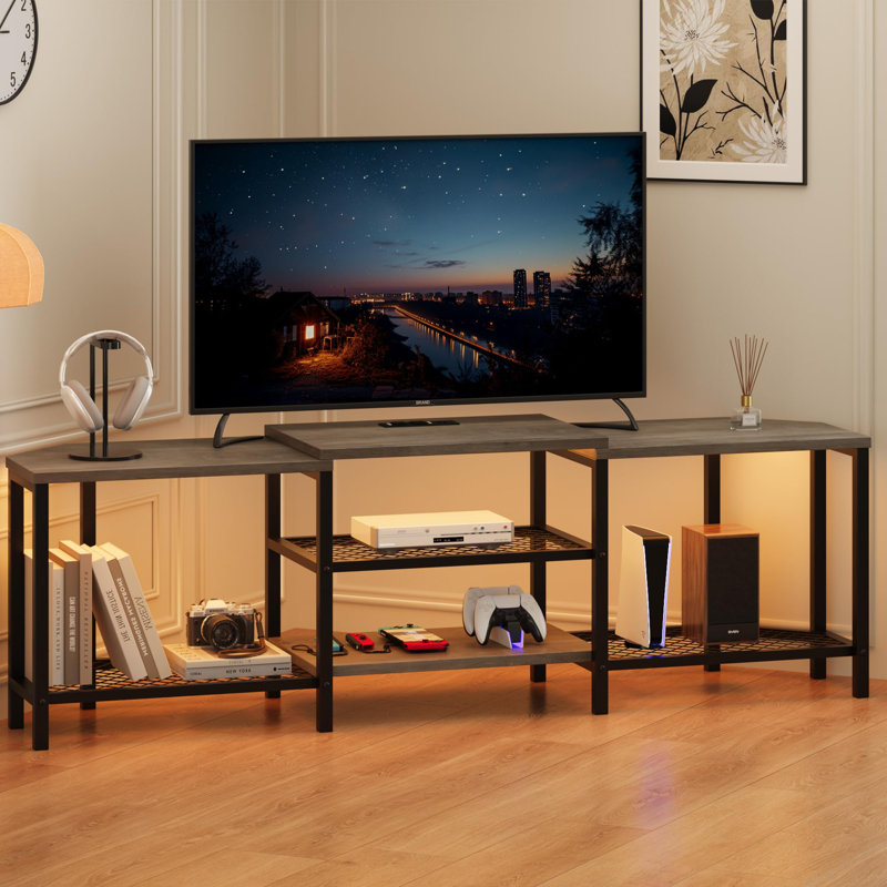 Grand meuble télé 67 po avec lumières DEL de 67 po / 65 po / 75 po, Gris