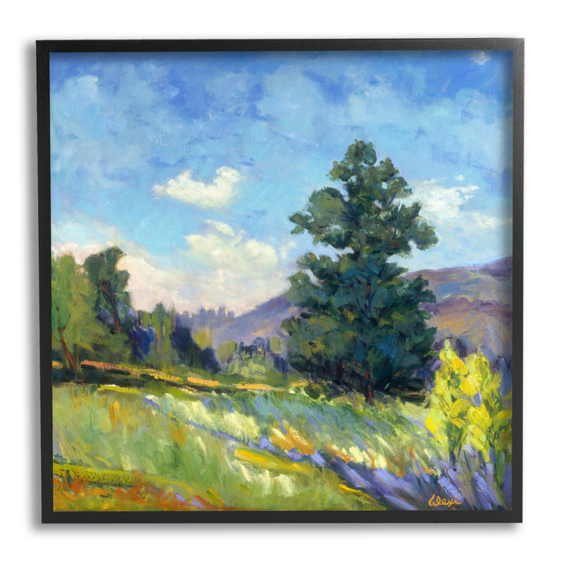 Peinture de campagne, Giclée encadrée noir minuit, H 17 po x l 17 po x P 1,5 po