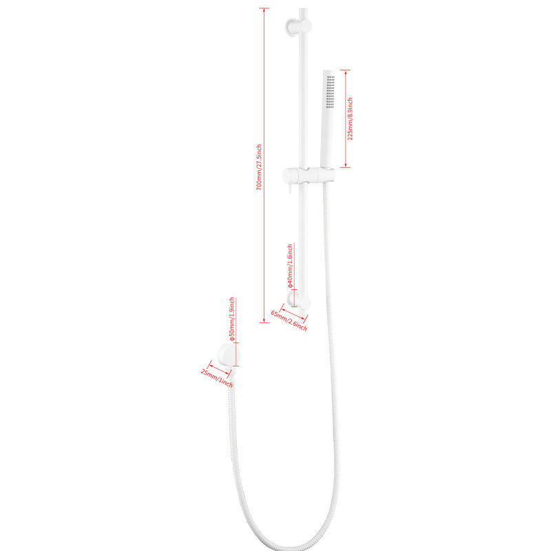 Robust Stainless Steel Shower Bar With 69" Flexible Hose And Handheld - Elegant Style Head Slide Convenient Storage