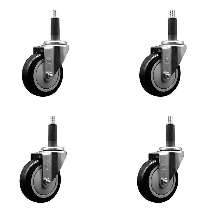 Ensemble de roulettes extensibles 4 pouces 4 pouces, Noir