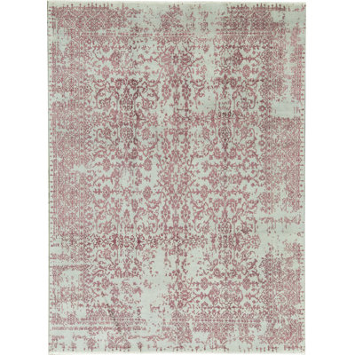 Hand-Knotted High-Quality Silver and White Area Rug