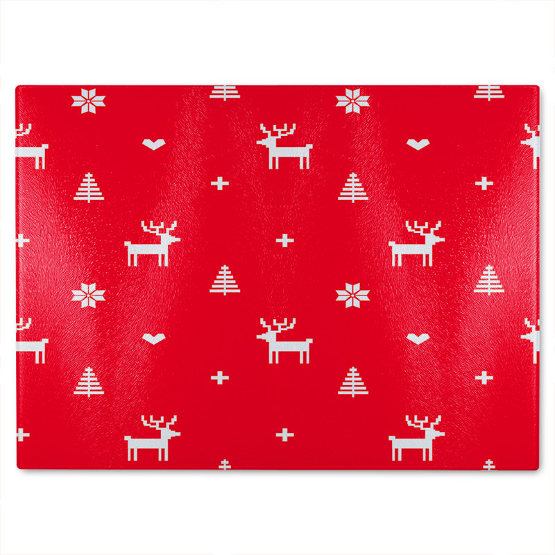 Norway Christmas Festive Sweater Dining Glass Chopping Board, 40cm L x 28cm W
