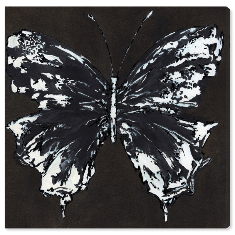 «Black and White Butterfly», reproduction d'art sur toile par Art Remedy, H 20 po x l 20 po, Toile tendue
