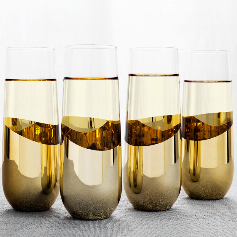 4 Piece 296ml Glass Flute Set