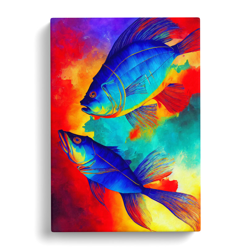 Alvey Fish Crayon Art - Wrapped Canvas, 60cm H x 40cm W x 3cm D