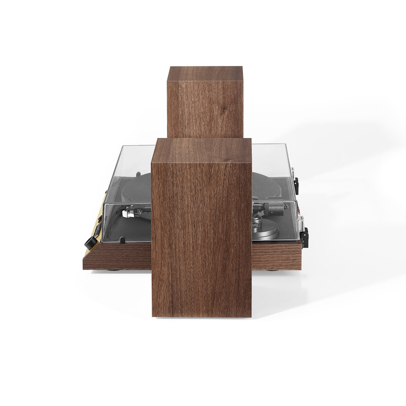 Walnut 2-Speed Belt-Drive Turntable with 120W Speakers