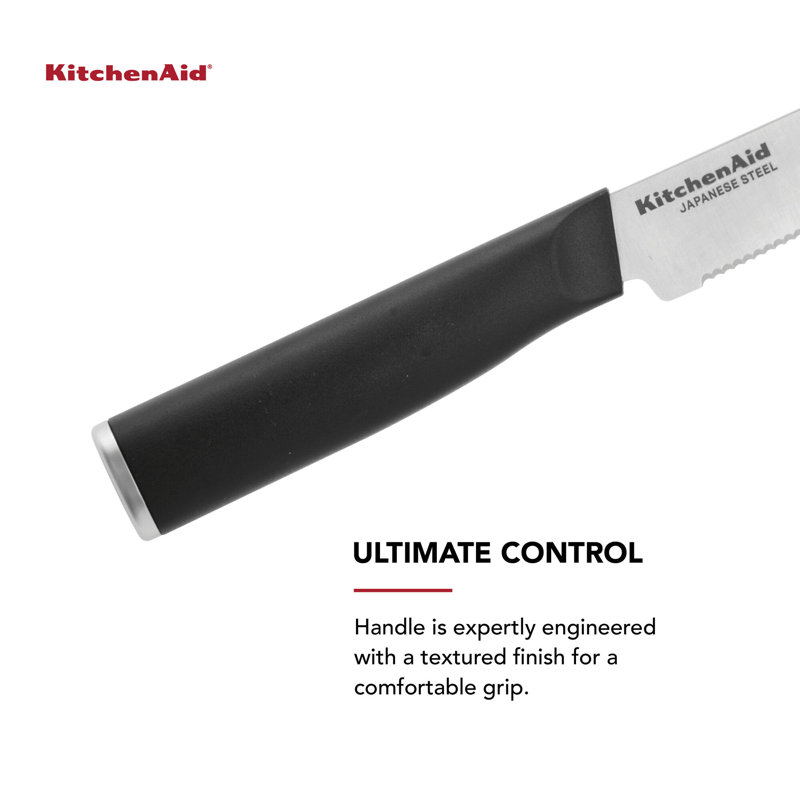 Kitchenaid Classic 4 Piece Steak Knife Set, 4.5-Inch, High-Carbon Japanese Steel Blades, Sharp Kitchen Knife Set, Black
