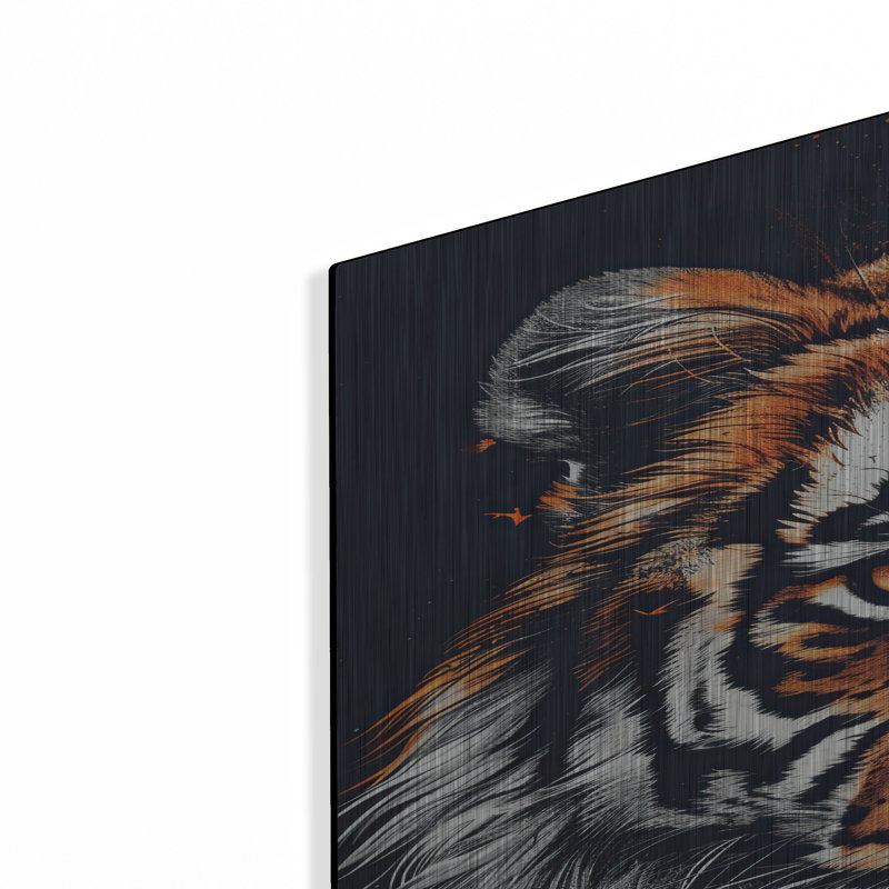 Art mural en métal luxueux «Two-face Tiger» par Momart, H 36 po x l 24 po