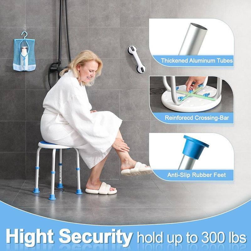 Adjustable Shower Chair For Inside Shower, HSA/FSA Eligible Roun...