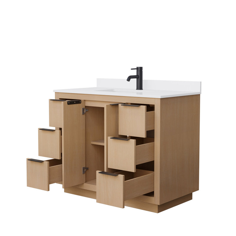 Maroni 42" Light Straw Vanity with White Marble Top