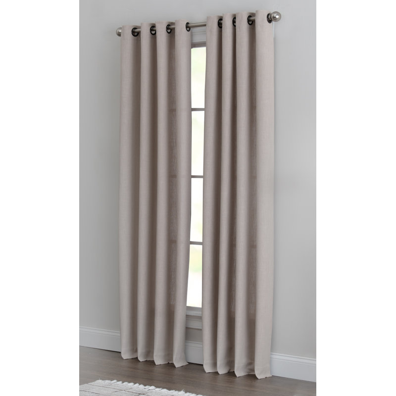 Charlack 100% Polyster Light-Filtering Solid Color Curtain Panel with Grommet Top , Taupe, 52" W x 95" L