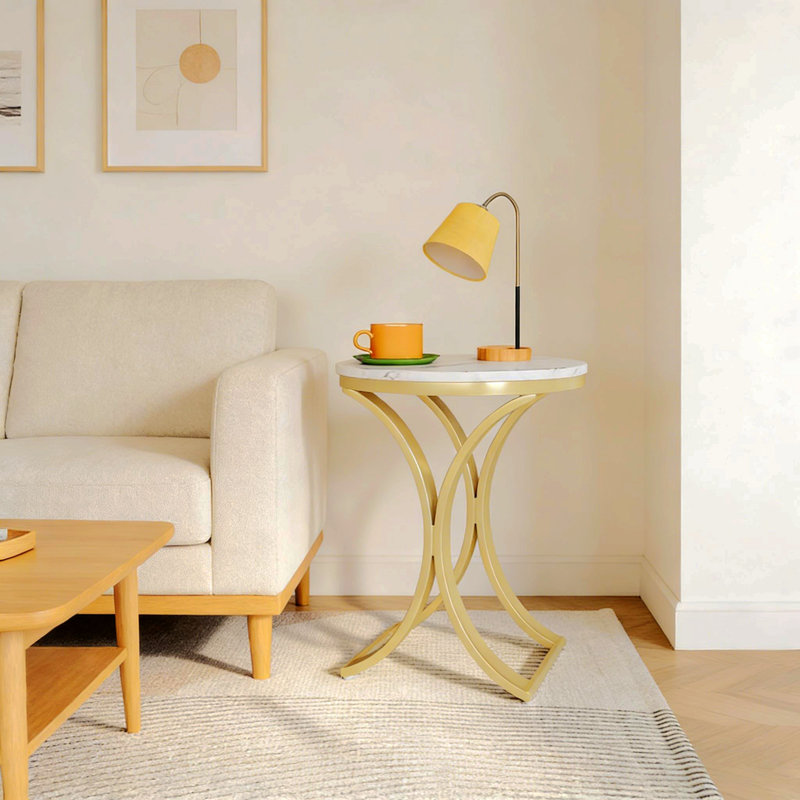 Table d'appoint pour canapé polyvalente, table de bout ronde chic, table basse étroite