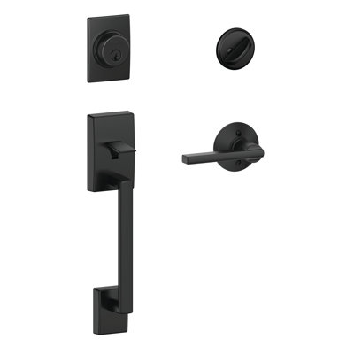 Century Handleset with Single Cylinder Deadbolt and Latitude Door Lever and Rosette