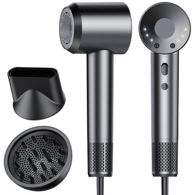 Séchoir à cheveux à haute vitesse ionique, séchoir à cheveux professionnel 16 000 tr / min avec 500 millions d'ions à effet négatif, faible bruit, contrôle intelligent de la température, séchage rapide sans dommages causés par la chaleur pour une coiffure quotidienne