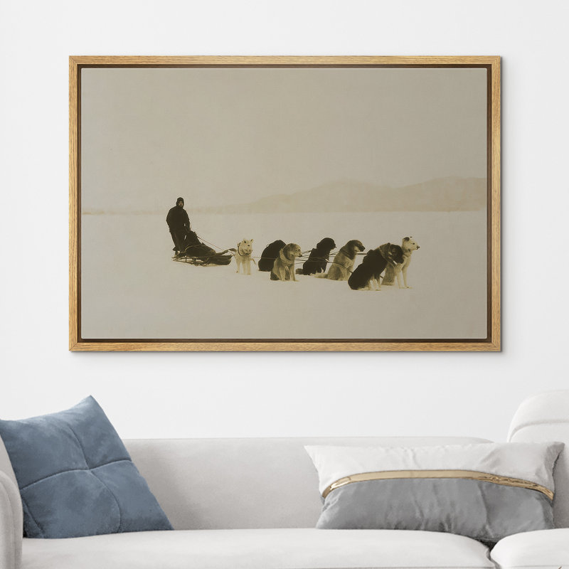 «Dog Sled Team», «Snowfield Adventure», reproduction d'art encadrée sur toile, art mural, H 16 po x l 24 po x P 1,5 po