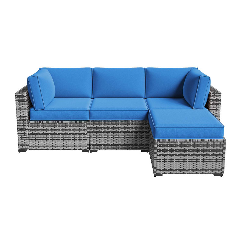 9-pcs 4" Thick Patio Cushion Covers – Water-repellent Replacements For 4-seat Sectional Sofa, Navy