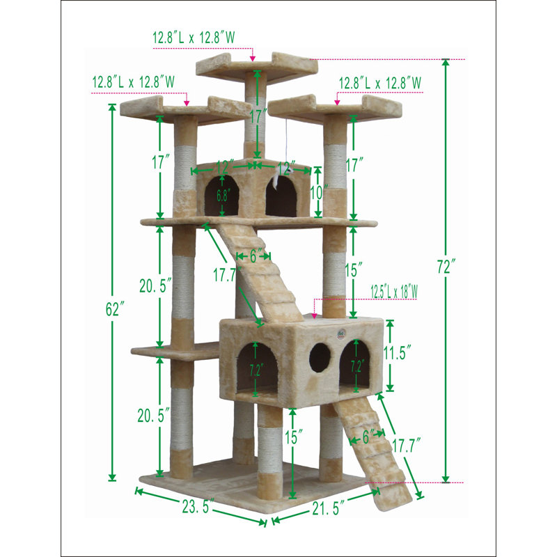 72'' H Cat Tree, Beige