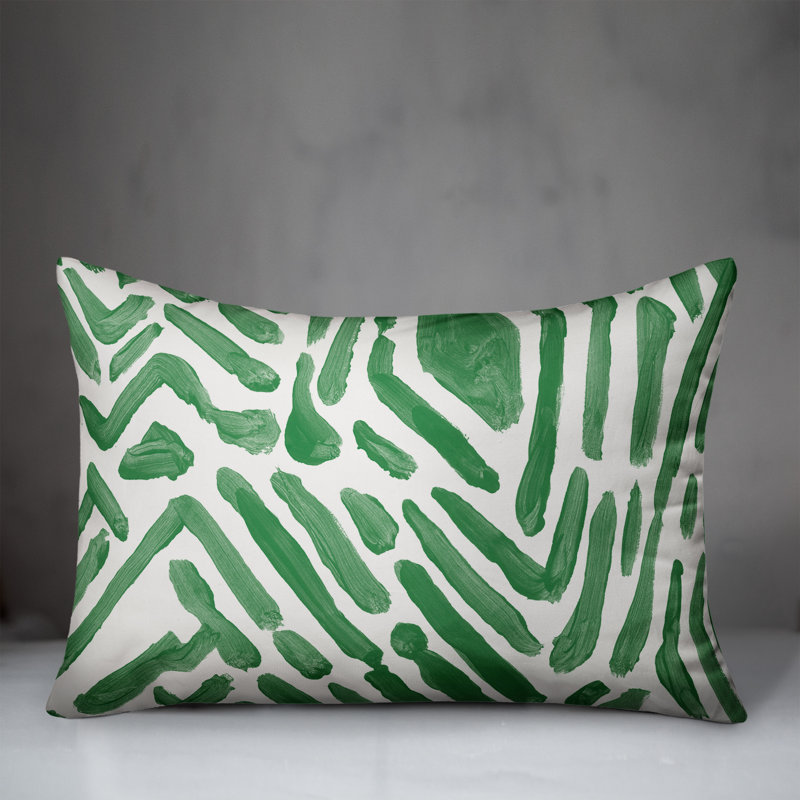 Abstract Outdoor Reversible Throw Pillow, 14" H x 20" W, Green