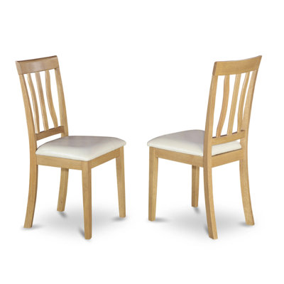 Antique Kitchen Dining Chairs - Faux Leather Upholstered Wooden Chairs, Set of 2, Oak