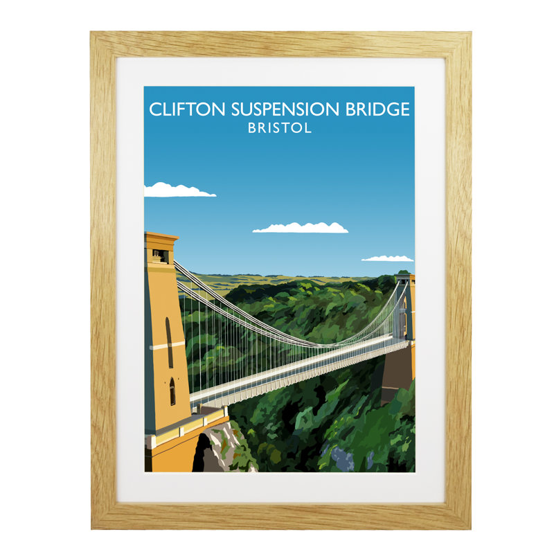 Clifton Suspension Bridge by Richard O'Neil - Print, 54 cm H x 44 cm W x 2.2 cm D, Oak Wood Frame