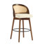 Tabouret de bar d'intérieur en bois Como, finition noyer avec revêtement beige, ensemble de 2