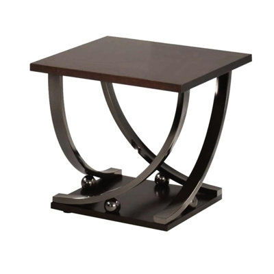 Occasional Table With Birch Veneer Top And Metal Frame Without Transportable Qualities Wooden Stand In Richer Dark Brown