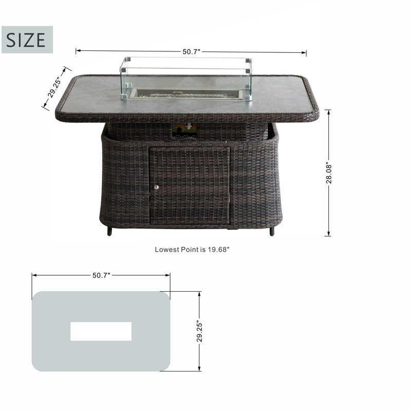 Ebba Aluminum Adjustable Height Fire Pit Table, Brown