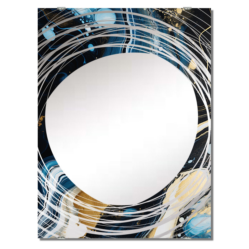 Abstract Liquid Ink Serenade Of Swirls III - Abstract Liquid Ink Wall Mirror MIR137703, 40" x 30"