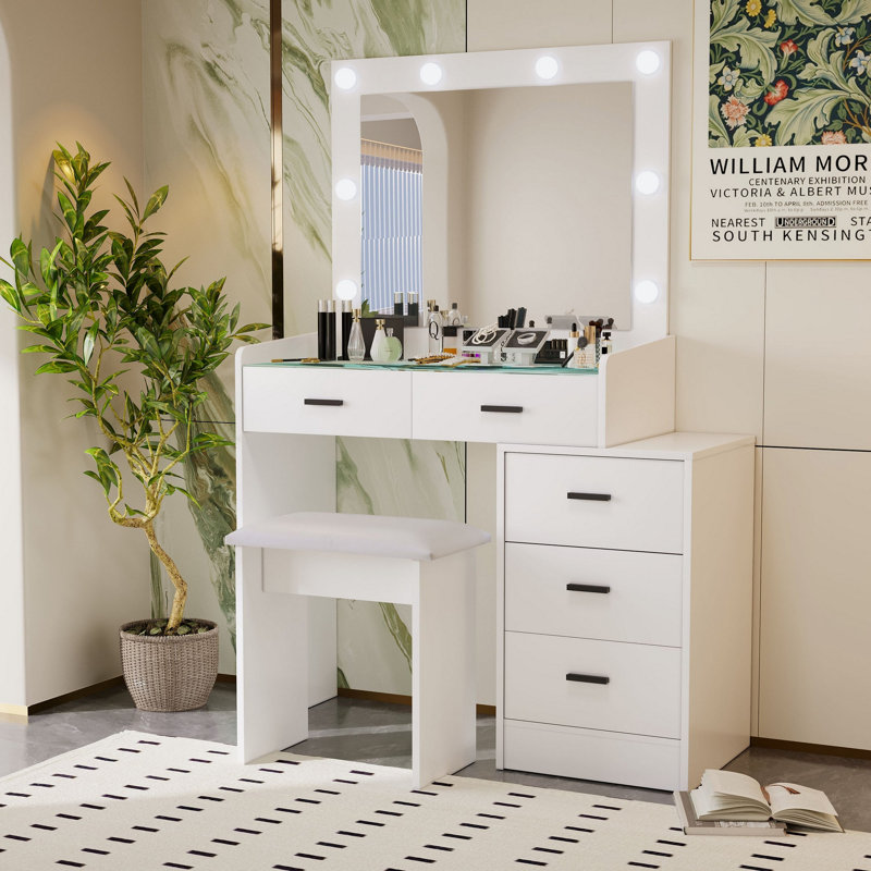Adjustable dressing table with 4 drawers