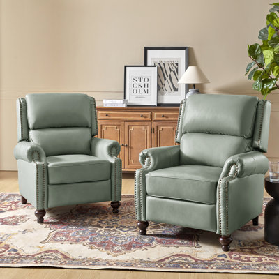 Anre Genuine Leather Recliners with Nailhead Trim