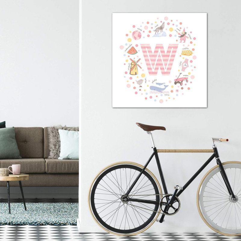 Lettre W - impression d'art graphique, Toile tendue, Pas de tapis, H 37 po x l 37 po x P 1,5 po