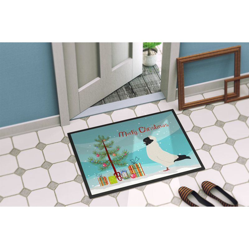 Tapis de porte de noël pour l’extérieur non-dérapante noun pigeon, Rectangle 2 pi x 3 pi
