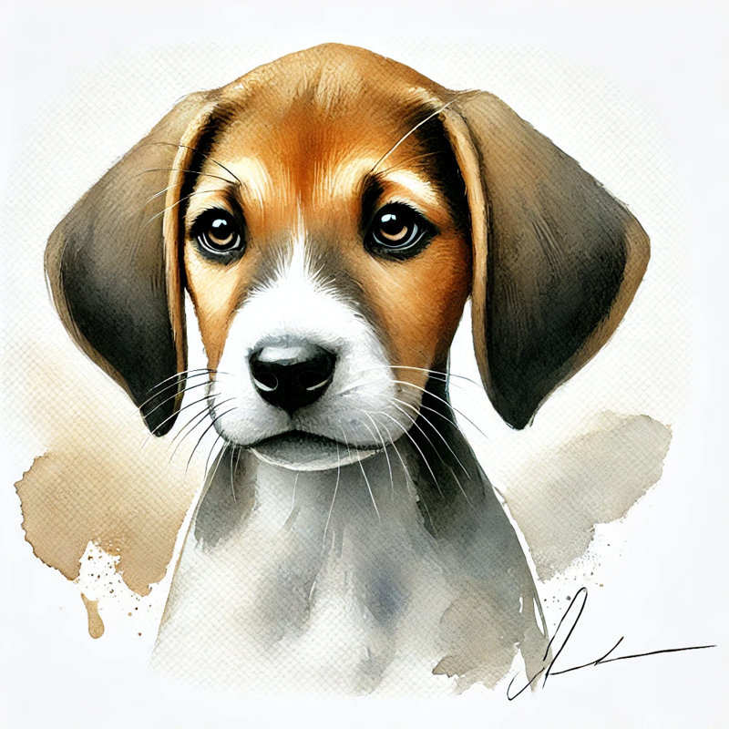 «Loyal Beagle Puppy», reproduction d'art sur toile, H 12 po x l 12 po