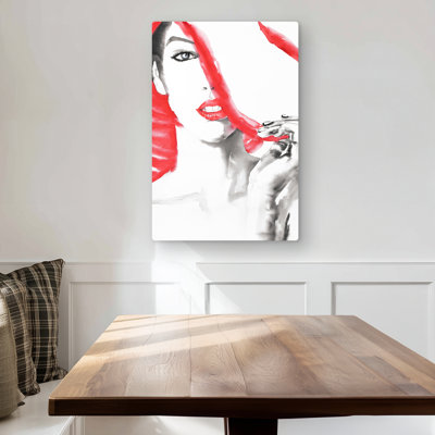 Woman with Big Hat - Figurative Metal Print for Home Decor